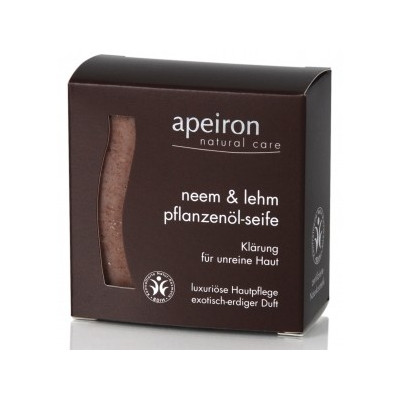 Mydło z neem i glinką - oczyszcza zanieczyszczoną skórę - egzotyczny, ziemny zapach, 100 g, Apeiron