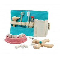 Drewniany zestaw dla małego dentysty, gabinet dentystyczny, szczęka i akcesoria w futerale, PlanToys