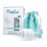 Duży kubeczek menstruacyjny, XL, bardzo pojemny: 50ml, kolor: przezroczysty, Merula
