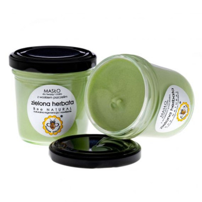 Masło do twarzy i ciała z woskiem pszczelim, Zielona Herbata, 135 ml, Miodowa Mydlarnia