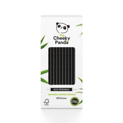 Jednorazowe słomki do napojów z papieru bambusowego, CZARNE, 250 szt., The Cheeky Panda