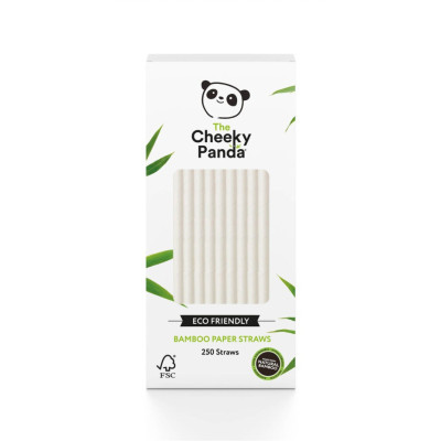 Jednorazowe słomki do napojów z papieru bambusowego, BIAŁE, 250 szt., The Cheeky Panda