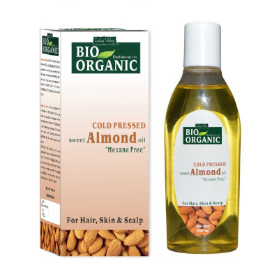 Olej ze słodkich migdałów z dodatkiem innych olejów, do włosów i skóry, Bio Organic, 200 ml, Indus Valley