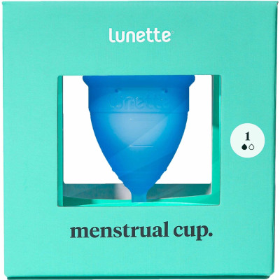 Kubeczek menstruacyjny Lunette, model 1, błękitny + woreczek
