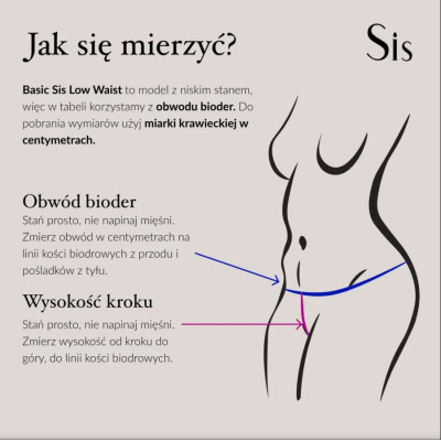 Majtki menstruacyjne Basic Sis Low Waist, CZARNE, rozmiar L, Sis Underwear