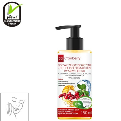 Odżywcze oczyszczenie, olejek do demakijażu twarzy i oczu, 150 ml, GoCranberry, Nova kosmetyki
