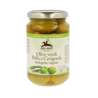 Oliwki zielone Bella di Cerignola z pestką w zalewie BIO, 350 g, Alce Nero