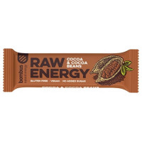 Baton RAW Energy z ziarnami kakaowca, bez glutenu, 50 g, Bombus
